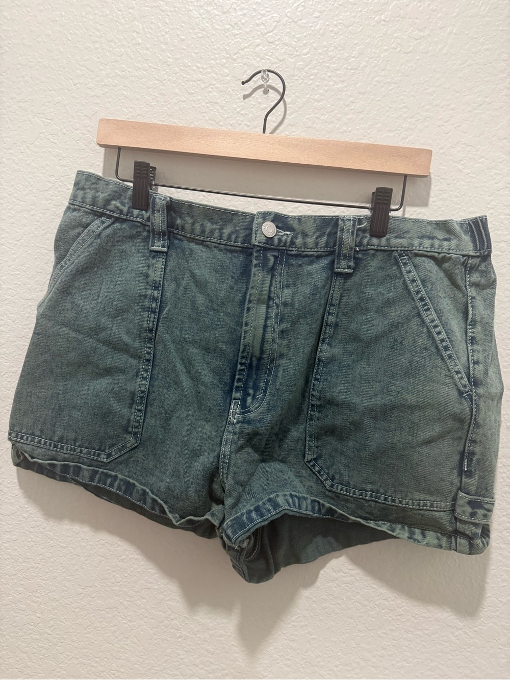 Wild Fable Vintage Washed Green Denim High-Rise Shorts
